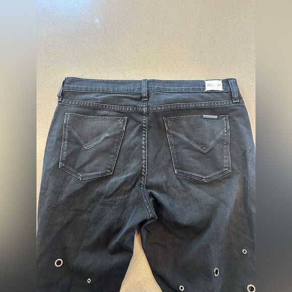 Hudson Jeans Women's Size 27 Riley Crop Black Grommet Button Fly - Picture 6 of 15